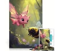 Puzzle Drago Rosa e Ape per Ragazzi, 1000 Pezzi, Gioco per Esercizi Mentali, Design Rilassante, Assemblaggio, Sorpresa di Natale (38x52cm)