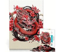 Puzzle Drago Rosso Ciliegia da 1000 pezzi per adulti, regalo, sfida mentale, gioco facile, tempo libero, taglio preciso, regalo speciale (50x75cm)