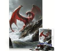 Puzzle Drago Rosso sulla Scogliera, 1000 pezzi, per adolescenti Rafforza la memoria, calma e relax Bordi lisci (38x52cm)