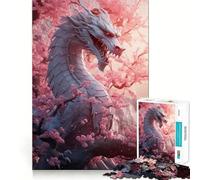 Puzzle Drago Sakura Bianco per adulti,1000 pezzi,gioco di concentrazione,tagli di precisione,bordi lisci,divertente sfida per i momenti di attesa (38x52cm)