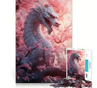 Puzzle Drago Sakura Bianco per adulti,1000 pezzi,gioco di memoria per allenare la mente,taglio laser per un incastro perfetto, alleviare lo stress (50x75cm)