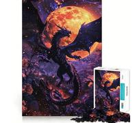 Puzzle Drago Viola Luna Piena 1000 Pezzi per Adolescenti Gioco di Sviluppo Mentale Divertimento Tranquillo Design Assemblaggio (38x52cm)