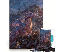 Puzzle Drago Viola sulla Cima della Montagna per Adulti, 1000 Pezzi, Gioco di Logica Stimolante, Antistress, Bordo Trasparente, Regalo Premium (38x26cm)