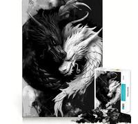 Puzzle Drago Yin Yang da 1000 pezzi esercizio mentale divertente,pezzi che si incastrano perfettamente,un modo coinvolgente per trascorrere il tempo libero (38x26cm)