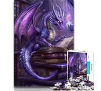 Puzzle "Dragon in The Book" per adolescenti, gioco per famiglie, antistress, sfida difficile, collezione di artisti, belle arti (75x50cm)