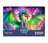 Puzzle Dragon Phoenix da 1000 pezzi per adulti e bambini - Puzzle con drago blu e castello, gioco educativo, decorazione da parete, 52x38 cm/1000 pezzi