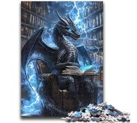 Puzzle "Dragon Reading A Book" per adulti e ragazzi, 1000 pezzi, giocattolo educativo intellettuale decomprimente, adatto per la decorazione della scrivania (38x26cm)