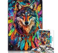 Puzzle Dream Catcher Wolf da 1000 pezzi per adolescenti, giochi educativi, decorazioni per la casa, ideale come regalo per tutta la famiglia, 38x26cm