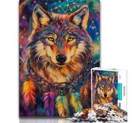 Puzzle Dream Catcher Wolf per adolescenti, 1000 pezzi, per gioco educativo, giocattolo, decorazione unica per la casa e regali (38x26cm)