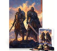 Puzzle "Due cavalieri al tramonto" da 1000 pezzi per adolescenti, stimolante per la mente, ideale per il tempo libero, taglio di alta qualità, regalo perfetto (38x26cm)