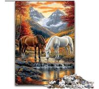 Puzzle Due Cavalli 1000 Pezzi per Adulti, Giochi Divertenti Ogni Pezzo è Unico - Gioco Divertente e Sfidante per la Famiglia (50x75cm)