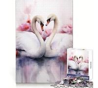 Puzzle "Due cigni innamorati" da 1000 pezzi per adulti, stimolante per la mente, ideale per il relax e il tempo libero, con bordi precisi Perfetto per Natale (38x26cm)