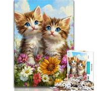 Puzzle Due Gatti per Adulti 1000 Puzzle, Gioco per Famiglie Antistress Sfida Difficile Regali di Babbo Natale Segreto 50x75cm