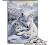 Puzzle "Due lupi bianchi" da 1000 pezzi per adolescenti, gioco stimolante e collezione di artisti per famiglie, belle arti per bambini dai 14 anni in su, 50x75cm