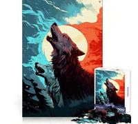Puzzle "Due Lupi Ululanti nella Notte" per ragazzi, 1000 pezzi, stimolante per la mente, ideale per il relax e le vacanze (38x52cm)