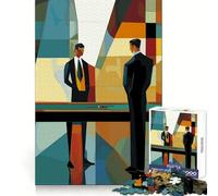 Puzzle "Due uomini in abito elegante vicino a un tavolo da biliardo" per ragazzi, 1000 pezzi, esercizio mentale, svago rilassante, taglio di precisione, ottimo regalo (38x52cm)