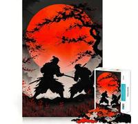 Puzzle "Duello Samurai con Luna Rossa" per adolescenti, 1000 pezzi, divertente e rilassante, con ritagli nitidi, ideale per decorare la parete (50x75cm)