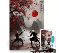 Puzzle "Duello Samurai sotto i ciliegi in fiore" per ragazzi, 1000 pezzi, con grafica migliorata, rilassante e divertente, decorazione murale con ritagli nitidi (38x26cm)