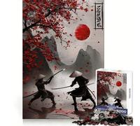Puzzle "Duello Samurai sotto i ciliegi in fiore" per ragazzi, 1000 pezzi, con grafica migliorata, rilassante e divertente, decorazione murale con ritagli nitidi (38x26cm)