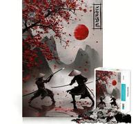 Puzzle Duello Samurai sotto i ciliegi in fiore per ragazzi, 1000 pezzi, gioco per allenare la mente, rilassante, artistico, da assemblare, (50x75cm)