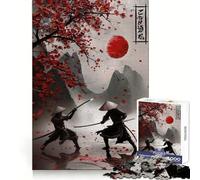 Puzzle Duello Samurai sotto i ciliegi in fiore per ragazzi, 1000 pezzi, gioco per allenare la mente, rilassante, artistico, da assemblare, (50x75cm)