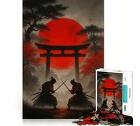 Puzzle "Duello Samurai sotto il sole rosso" per ragazzi, 1000 pezzi, gioco di abilità mentale, svago rilassante, design da assemblare, regalo di alta qualità (50x75cm)