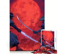 Puzzle "Duello Samurai sotto la Luna Rossa" per adulti, 1000 pezzi, stimolante per la mente, rilassante, con bordi precisi, pezzo da collezione (38x52cm)