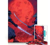 Puzzle "Duello Samurai sotto la Luna Rossa" per adulti, 1000 pezzi, stimolante per la mente, rilassante, con bordi precisi, pezzo da collezione (38x52cm)