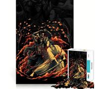 Puzzle "Duello tra samurai in un paesaggio infuocato" per ragazzi, 1000 pezzi, stimola la memoria, rilassante e divertente, taglio di alta qualità, regalo elegante (38x26cm)