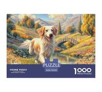 Puzzle Ecologico 1000 Pezzi Grandi e Piccoli - Golden Retriever nel Prato, Intrattenimento e Idea Regalo Originale 70x50cm