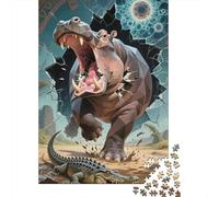 Puzzle Ecologico Da 1000 Pezzi in Legno, Tema Ippopotamopotamus, Per Un Apprendimento Divertente, Ideale Per Adulti E Adolescenti, Con Pezzi Facili Da Maneggiare
