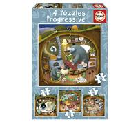 Puzzle - EDUCA - 19685 - 4 Puzzle Progressivi - Tema Fiabe della Foresta - Meno di 100 pezzi