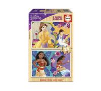 PUZZLE EDUCA 2x25 Pezzi in Legno per Bambini 3+ - Tema: Principesse Disney Belle e Vaiana