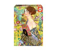 PUZZLE EDUCA Dama con ventaglio - 1000 Pezzi in Cartone per Adulti - Tema: Gustav Klimt