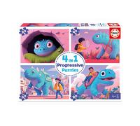 PUZZLE EDUCA Dinosauri Amichevoli 4in1 - 20, 40, 60, 80 Pezzi in Cartone per Bambini 4+