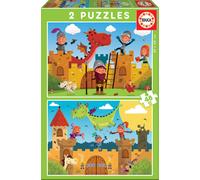 Puzzle Educa Draghi e Cavalieri (2 x 48 pezzi)