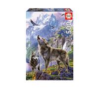 PUZZLE EDUCA Lupi nelle Rocce - 500 Pezzi in Cartone per 11+ anni - Tema: Lupi