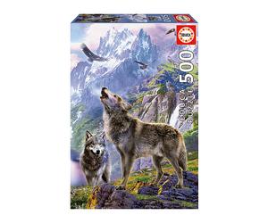 PUZZLE EDUCA Lupi nelle Rocce - 500 Pezzi in Cartone per 11+ anni - Tema: Lupi