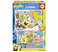 Educa - 2 x 100 Spongebob, 2 Puzzle Di Cartone Con 100 Pezzi Ciascuno, Doppio Divertimento, Misura Approssimativa Di Ciascun Puzzle: 40 x 28 cm, Da 6 Anni (19389)