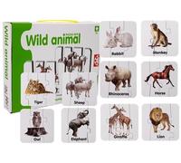 Puzzle educativi - animali selvatici, 10 coppie, vocaboli inglesi