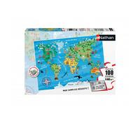 Puzzle educativo 100 pezzi: Mappa dei monumenti del mondo per bambini - Nouvo