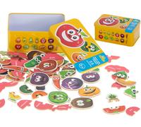 Puzzle educativo colorato frutta/verdura in scatola di latta