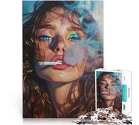 Puzzle educativo da 1000 pezzi “Donna sexy che fuma” Fatto di carta，per 14+ Giocattolo educativo di decompressione intellettuale regalo di compleanno。misurare：38x52cm/14.96x20.47pollice