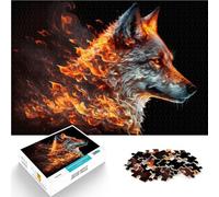Puzzle educativo da 1000 pezzi Lupo fatto dal fuoco Fatto di legno,per età pari o superiore a 14 anni Sfida di gioco giocattolo educativo con poster e foglio del quiz abbinati。misurare:50x75cm
