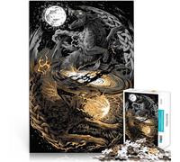 Puzzle educativo da 1000 pezzi Mitologia norrena Lupi Fatto di carta，per 14+ Assemblaggio del modello offerte come regali per tutta la famiglia。misurare：26x38cm/10.24 x 14.96pollice