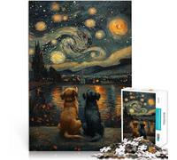 Puzzle educativo da 2000 pezzi Notte stellata e i cani Fatto di carta,per età pari o superiore a 14 anni giochi divertenti per famiglie Regalo - Gioco impegnativo。misurare:70x100cm