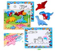 Puzzle educativo in legno con dinosauri e lavagna