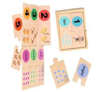 Puzzle educativo in legno con numeri dei cartoni animati e classificazione delle forme, ideale per le abilità matematiche e di memoria dei bambini.