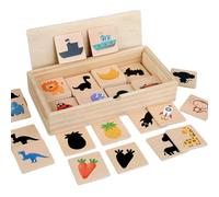 Puzzle educativo in legno con numeri dei cartoni animati e classificazione delle forme, ideale per le abilità matematiche e di memoria dei bambini.