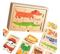 Puzzle educativo in legno con numeri dei cartoni animati e classificazione delle forme, ideale per le abilità matematiche e di memoria dei bambini.
